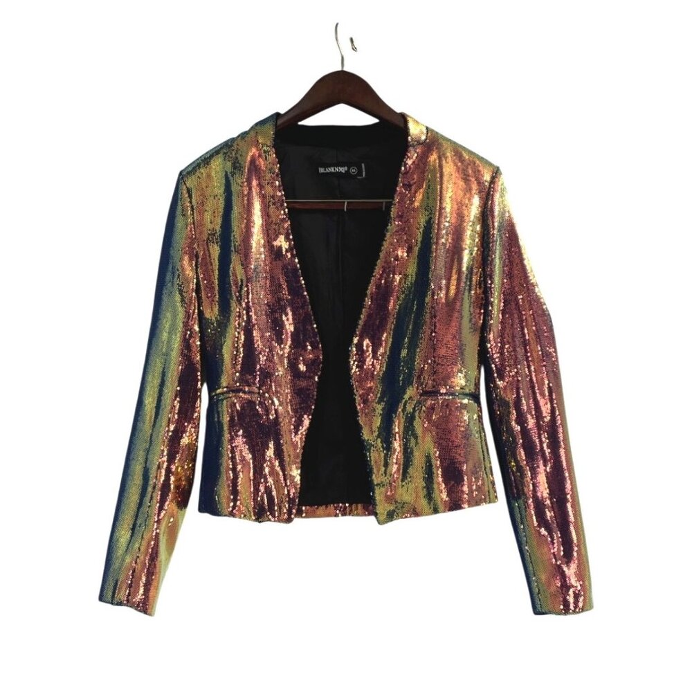 Blanknyc Sequin Jacket Iridescent Open Front Nye … - image 1